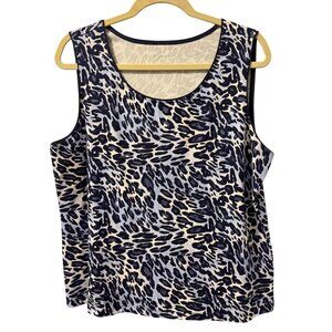 Kim Rogers Blue Animal Print Tank Top XL